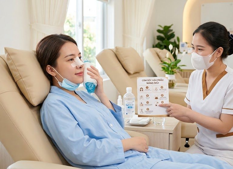 CHĂM SÓC HẬU PHẪU SAU NÂNG MŨI CHUẨN Y KHOA